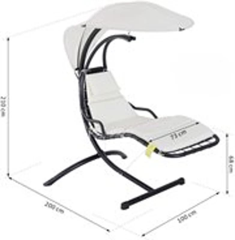 Outsunny Tumbona Colgante con Toldo para dar sombra tipo Hamaca Silla Balancín para Jardín y Terraza Color Crema 200x100x210cm