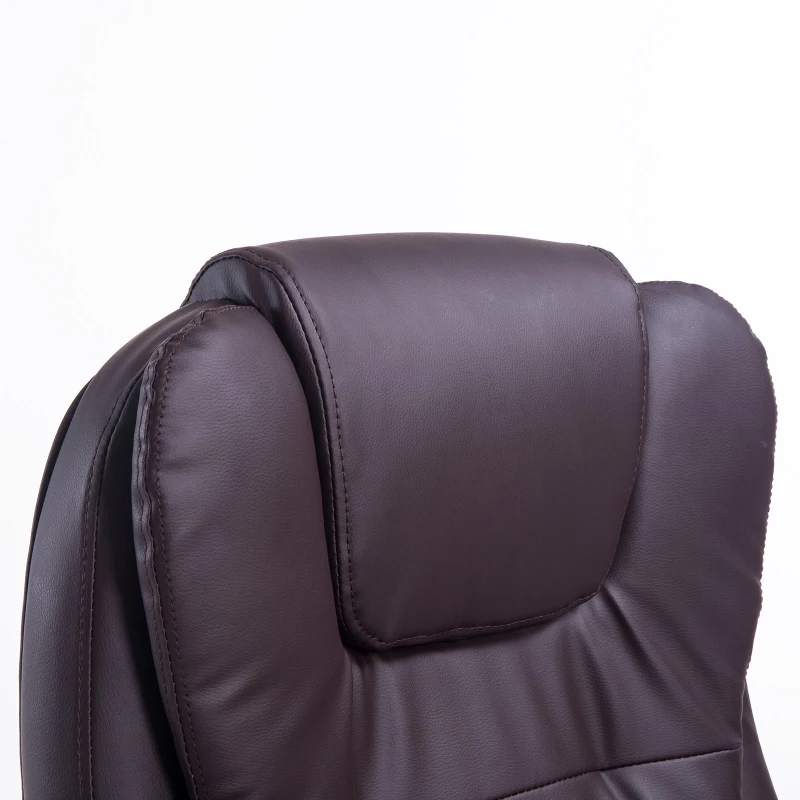 HOMCOM Silla de Oficina Ergonómica Silla de Escritorio Funciones de Calefacción 6 Puntos de Masaje Basculante con Respaldo Alto Regulable en Altura Temporizador 62x68x111-121 cm Marrón