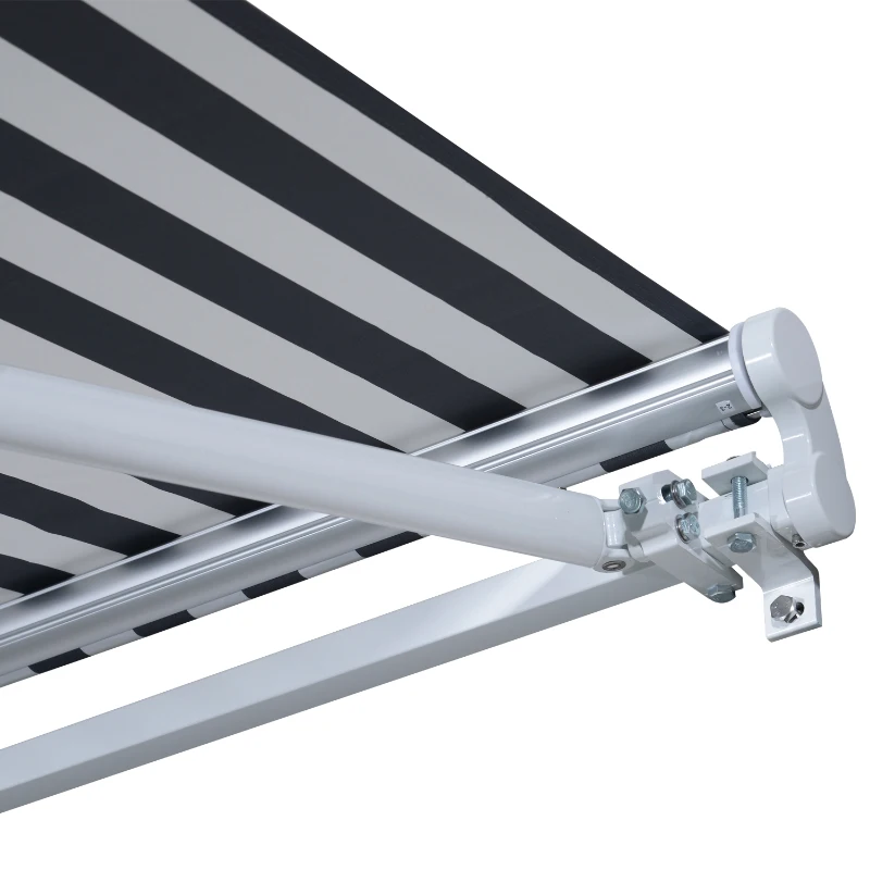 Outsunny Toldo Terraza 2,95x2,5m Balcón Patio Toldo Manual Plegable de Aluminio con Manivela Impermeable Protección Solar UV para Jardín Exterior Aluminio Acero Tela de Poliéster Color Gris y blanco