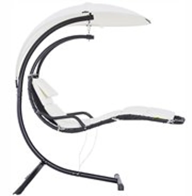 Outsunny Tumbona Colgante con Toldo para dar sombra tipo Hamaca Silla Balancín para Jardín y Terraza Color Crema 200x100x210cm