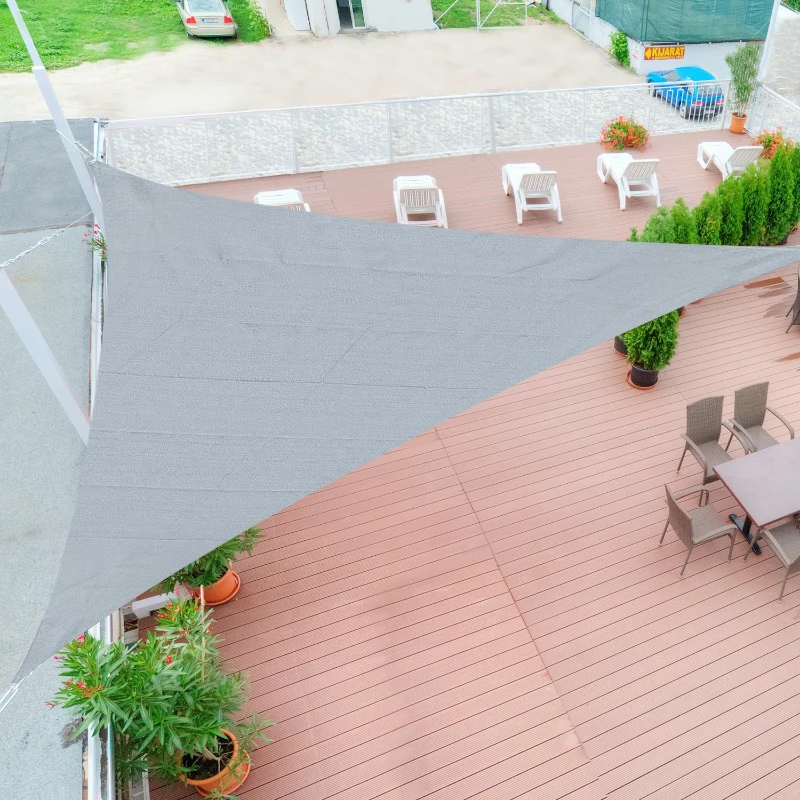 Toldo Vela 5x5x5m Triangulo Color Gris Sombrilla Parasol Terraza Jardin Camping