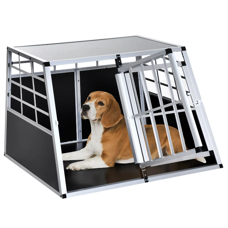 Pawhut Jaula de Transporte Hermética Para Perros - Aluminio y Madera Contrachapada - 104x91x69cm
