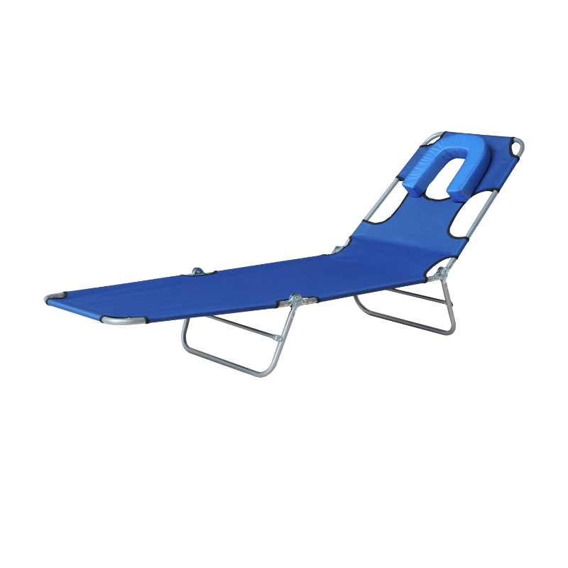 Tumbona Reclinable y Plegable para Camping Playa Jardín y Terraza con Almohada – Hierro y Oxford – 182 x 56 x 24.5cm