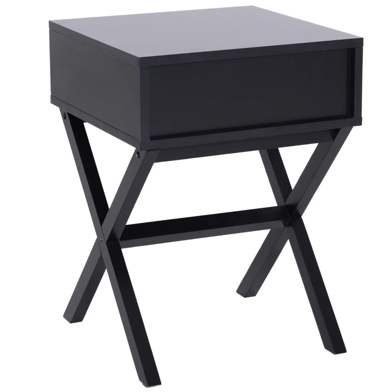 HOMCOM Mesita de Noche Nórdica 1 Cajón Comoda Cajonera Mesilla Mueble para Dormitorio Armario Almacenamiento 40x40x55cm Madera