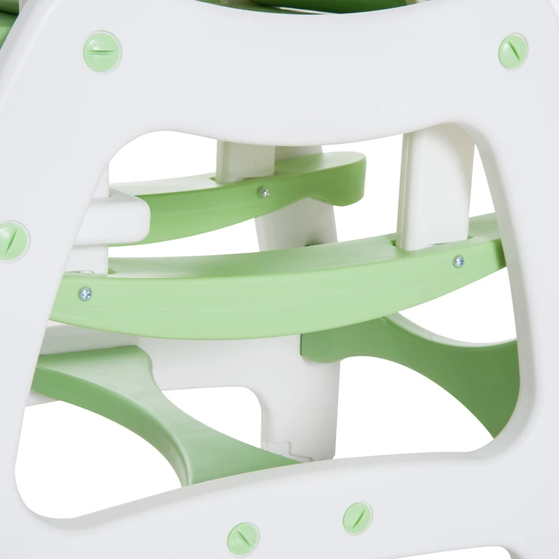 HOMCOM Trona para Bebé Convertible en Silla+Mesa y Silla Mecedora con Cinturón de Seguridad (Blanco y verde)