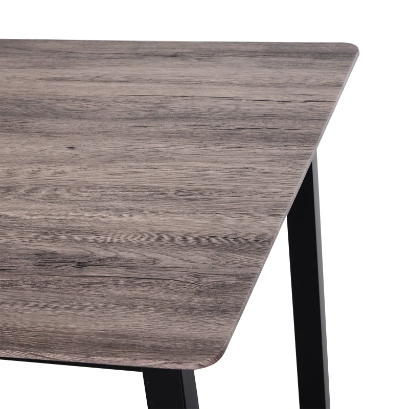 HOMCOM 5 Piezas Conjunto de Mesa y 4 Sillas de Comedor Juego Muebles de Cocina Sala Escritorio Madera y Metal Gris