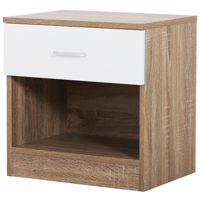 HOMCOM Mesita de Noche Madera Mesilla Mueble Dormitorio con 1 Cajón 1 Estante Abierto 28x31x45cm