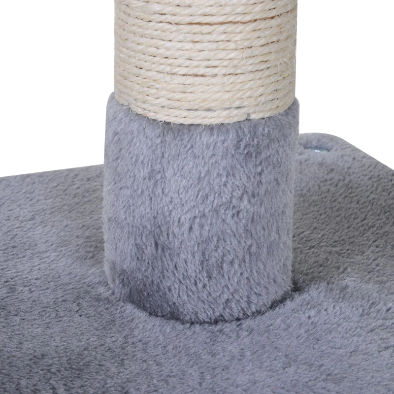 PawHut Árbol Rascador para Gatos Centro de Actividades para Mascotas con 2 Cajas Plataforma Cubierto de Felpa Suave Postes de Sisal Ecológico 60x40x86 cm Gris
