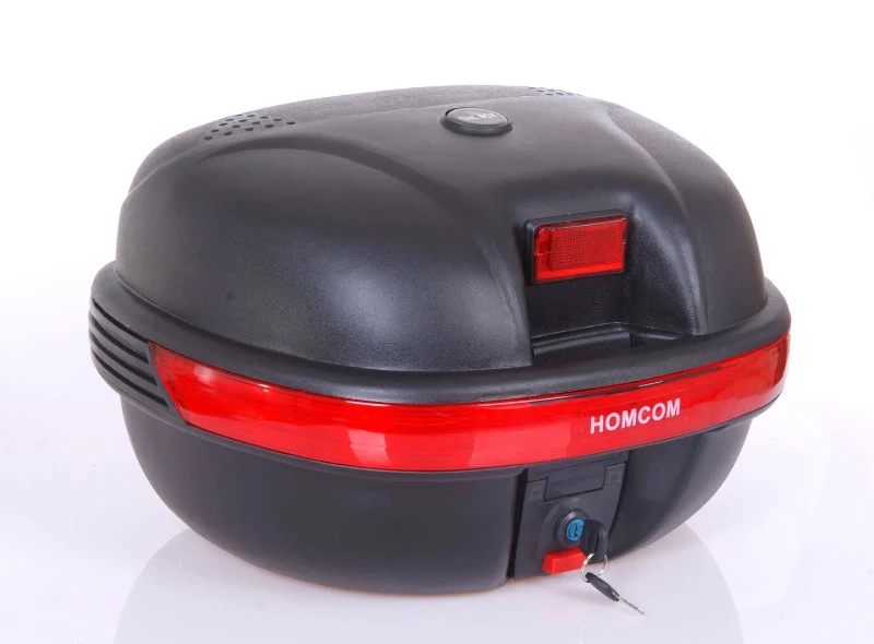 Homcom Baul Moto Universal 35L con LLaves y Soporte Caja de Moto negro - 44.5x37.5x27cm