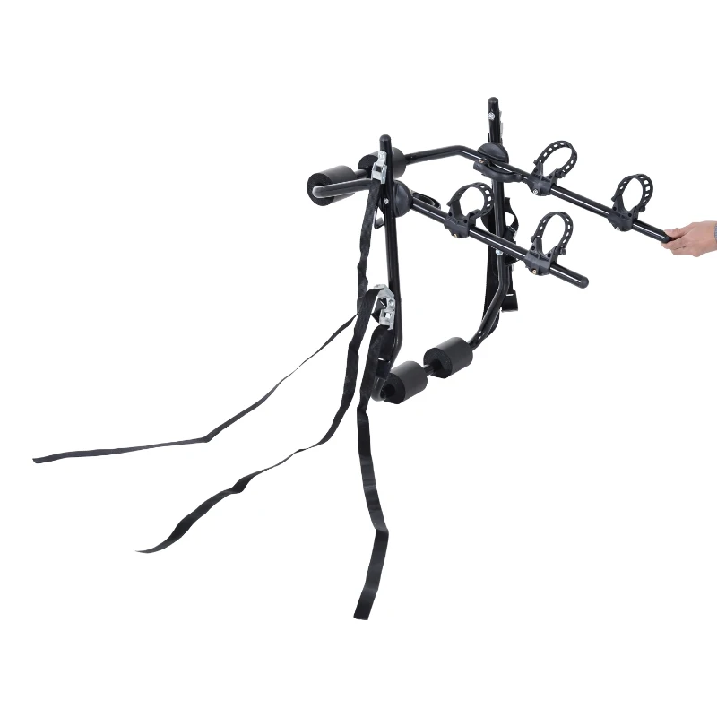 HOMCOM Accesorio Portabicicletas para Portón Trasero Plegable con Correas de Seguridad Soporte de 2 Bicicletas hasta 30kg para la Mayoría Modelos de Coche 75x60x10cm Negro