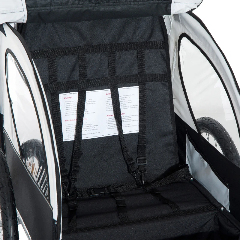 HOMCOM Child Bike Carrier, 2-Seater-Grey