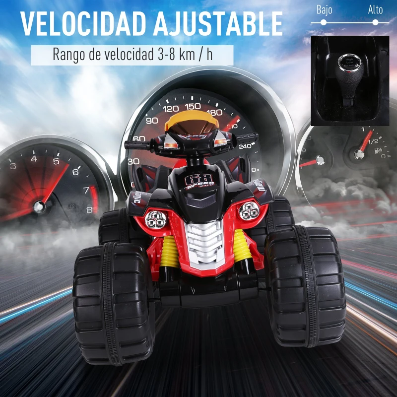 HOMCOM Quad Eléctrico Infantil Coche Eléctrico Cuatrimoto Niño Batería 12V Con Altavoces y Música Carga 40kg
