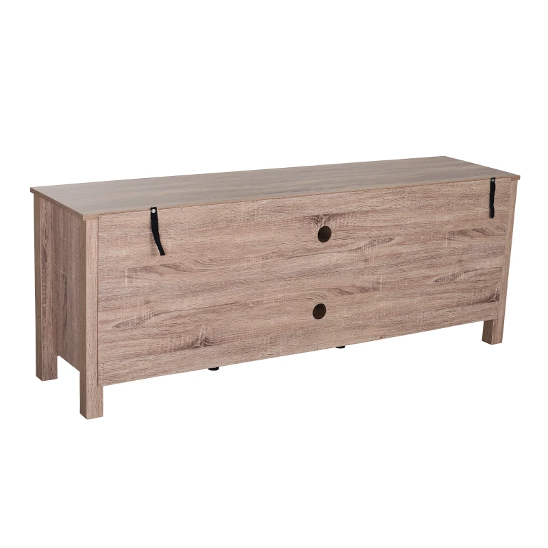HOMCOM Mesa Soporte TV Multimedia Mueble TV Estantería Multiusos de Salón Comedor Mesa para TV con 3 Estantes Ajustables 160x40x61cm Carga 70kg Madera