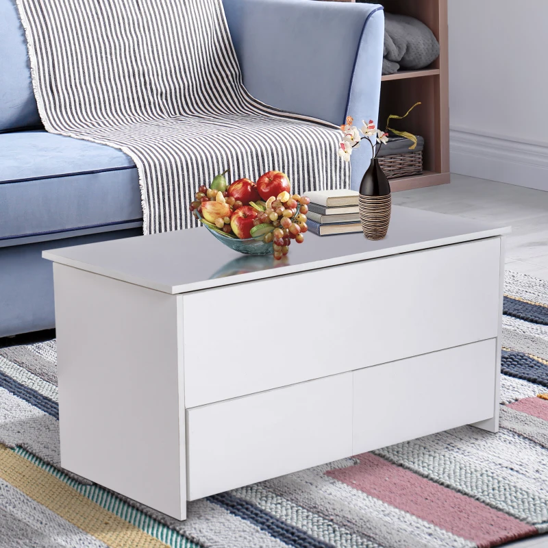 HOMCOM Mesa de Centro Mesita Café Mueble Salón Comedor Mesa Auxiliar Tablero Deslizante Estilo Contemporáneo Mesa para Sofá Sala de Estar 100x50x50cm