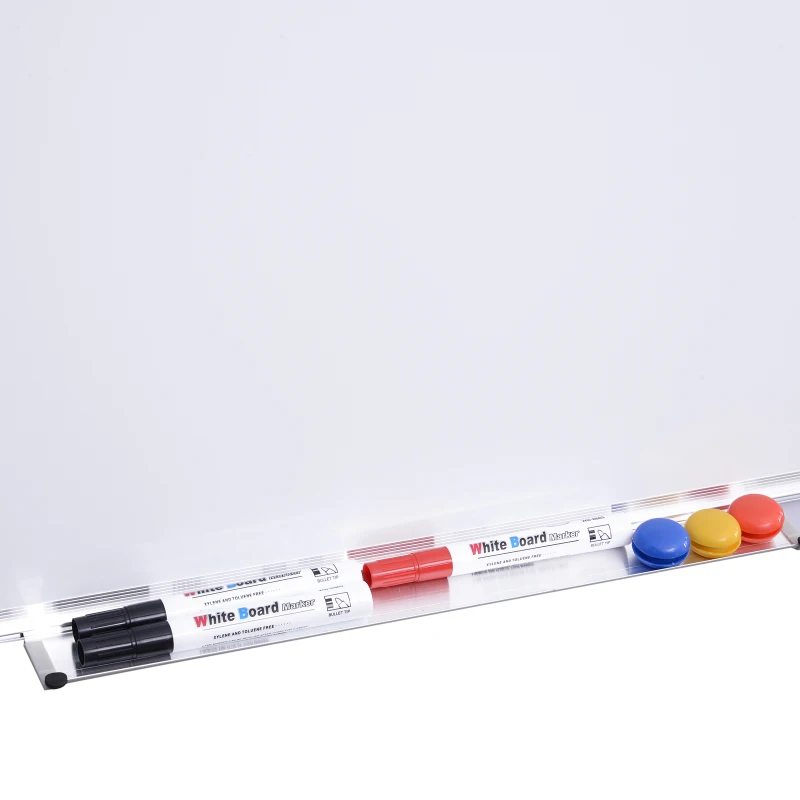 Pizarra Magnética Blanca con 10 Imanes, 1 Borrador y 4 Rotuladores - Blanca - 110x80cm