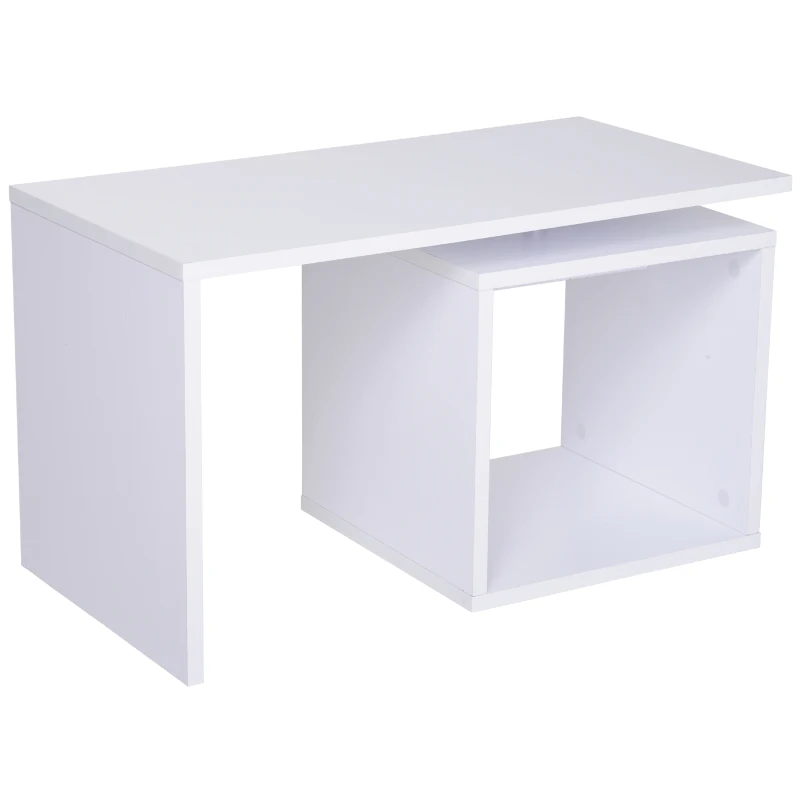 HOMCOM Mesa de Café Madera con Compartimento Abierto Mesa Baja Mesa de Centro Auxiliar Blanca Lacada 77x40x44cm