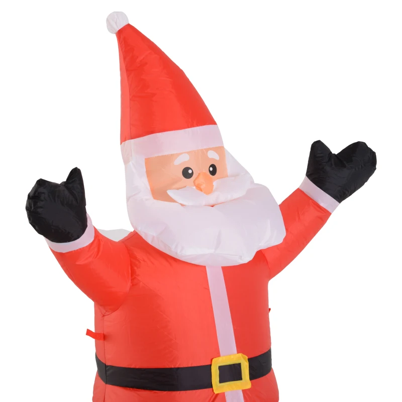 HOMCOM Santa Claus Inflable 1.2m Papá Noel Hinchable Decoración Navidad Iluminación LED con inflador para Interior Exterior 80x40x120cm
