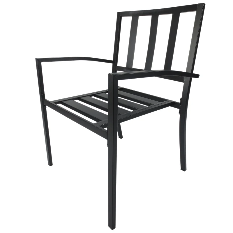 Outsunny Conjunto de Muebles de Exterior de 3 piezas Mesa de Jardín y 2 Sillas a juego con Reposabrazos Incorporados en Negro