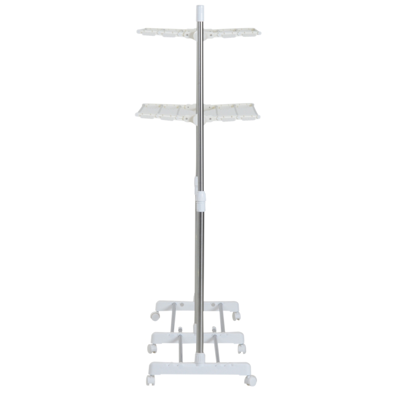 HOMCOM Perchero Burro Ajustable de Ropa Perchero Multiuso con Ruedas y Frenos Tendedero para Secado de Ropa Tubos de Acero Inoxidable 172x55x158cm