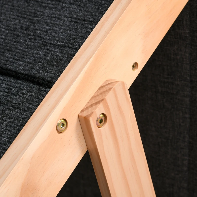 PawHut Escalera de Madera para Perros Plegable 2 en 1 Rampa para Mascotas Portátil con 4 Escalones para Acceso al Sofá y Cama Alta 80x47x64 cm Negro y Natural