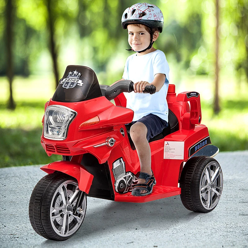 HOMCOM Moto Eléctrica Infantil Coche Triciclo Moto Juguete para Niños 3+ Años con Luces y Música 87x41x54cm carga 35kg