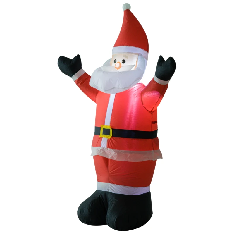 HOMCOM Santa Claus Inflable 1.2m Papá Noel Hinchable Decoración Navidad Iluminación LED con inflador para Interior Exterior 80x40x120cm