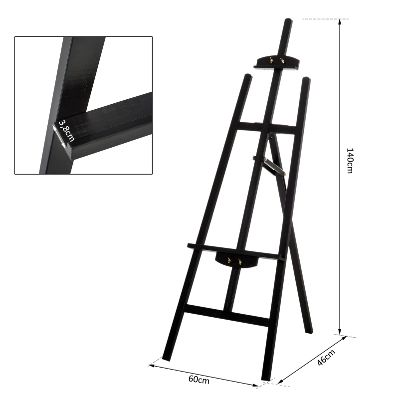 HOMCOM Caballete de Pintura Caballete de Madera Haya de Dibujo Estudio Inclinable 90° Trípode