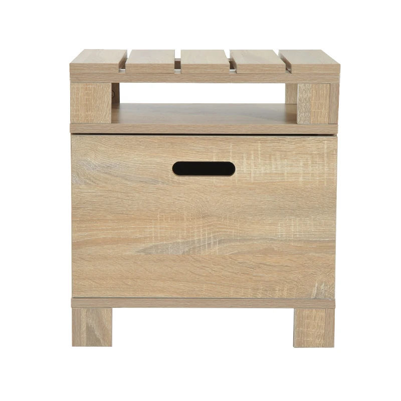 HOMCOM Mesa Auxiliar para Sofá Mesita Café con Puerta Ordenador Portátil Madera