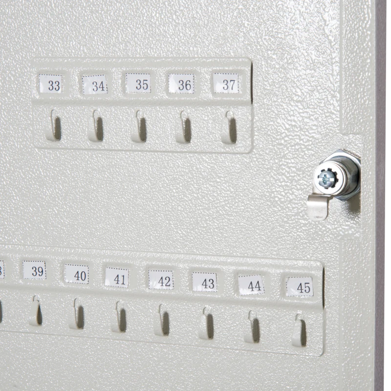 HOMCOM Armario para Llaves 45 Ganchos Caja de Llaves de Pared Caja de Seguridad con Cerradura Etiquetas 30x24x7.5cm Acero