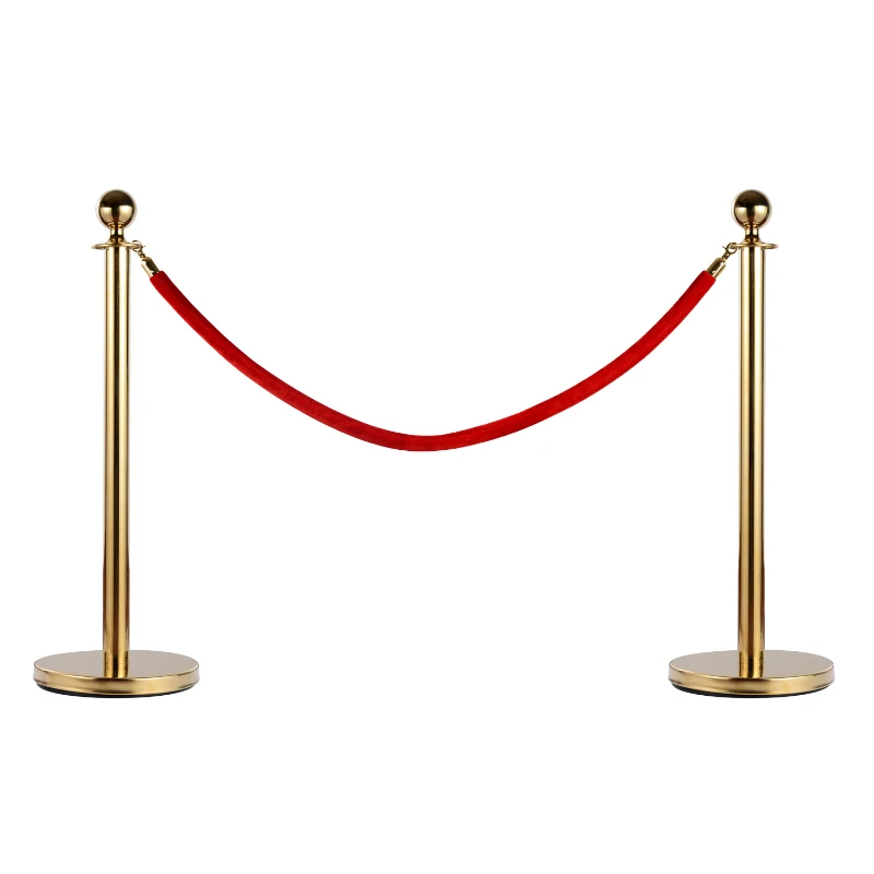 HOMCOM Catenaria para Eventos de Acero Inoxidable con Terciopelo Cordón Rojo 2 Piezas para Hotel Restaurante Bar Ф32xH95CM (Dorado)
