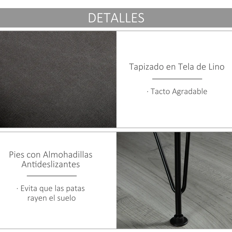 HOMCOM Banco de Cama Otomano Taburete Sofá Acolchado con Patas de Metal Horquilla para Sala de Estar Pasillo Dormitorio 106x35x45 cm Gris