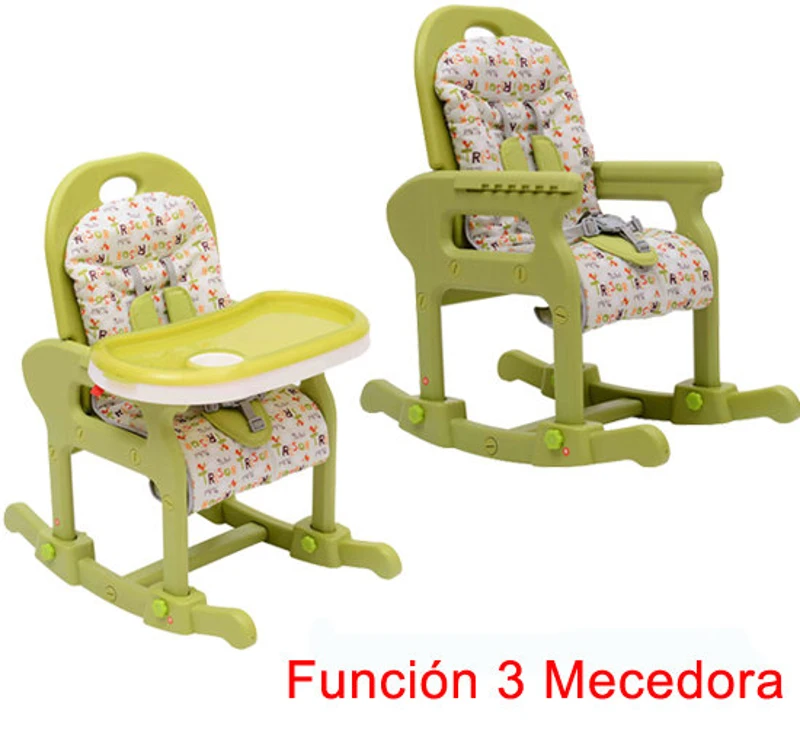 Trona Multifuncional 54x59x103cm Sillita Bebe Convertible Mecedora Balancin Mesa Verde