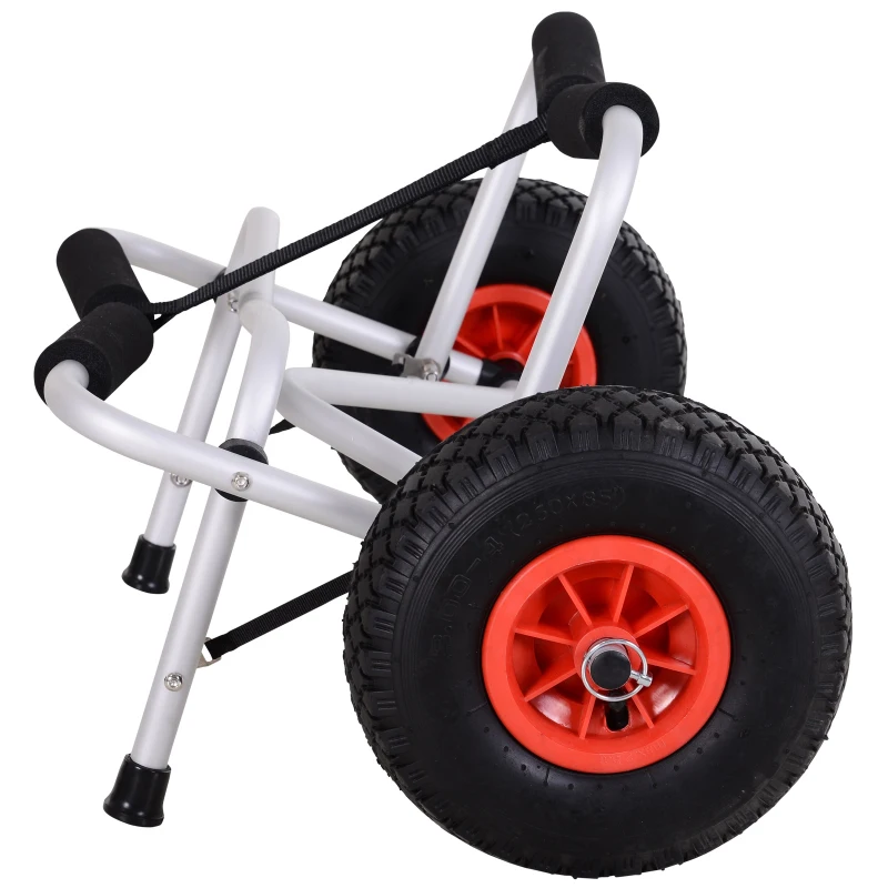 Carro para Kayak y Canoa Plegable Carretilla de Transporte Pequeña con 2 Ruedas Grandes y Cuerda 69x35x37cm