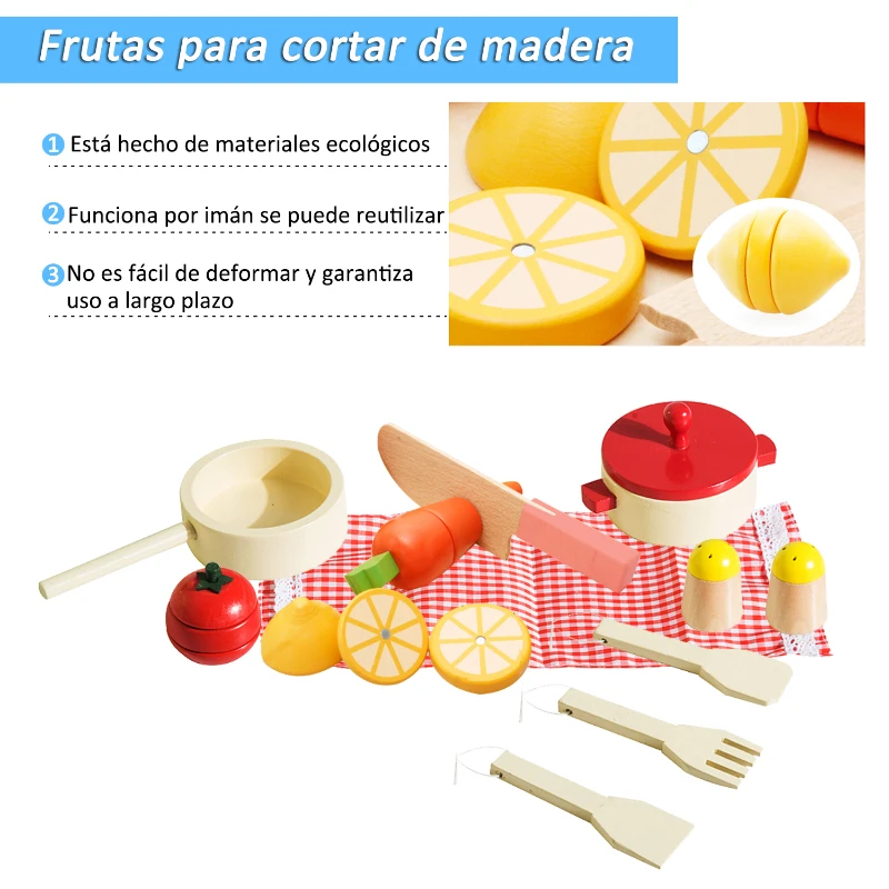 HOMCOM Cocinita de Juguete de Madera con 12 Accesorios 70x30x88cm para Niños + 3 Años Color Verde