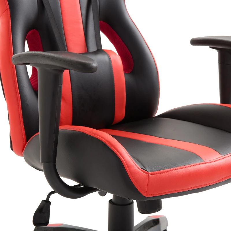 HOMCOM Silla Gaming Profesional Silla de Juego Oficina Ergonómica Estilo Deportivo Giratorio Reposacabezas y Cojín Lumbar Reclinable Altura Ajustable Cuero Sintético PU
