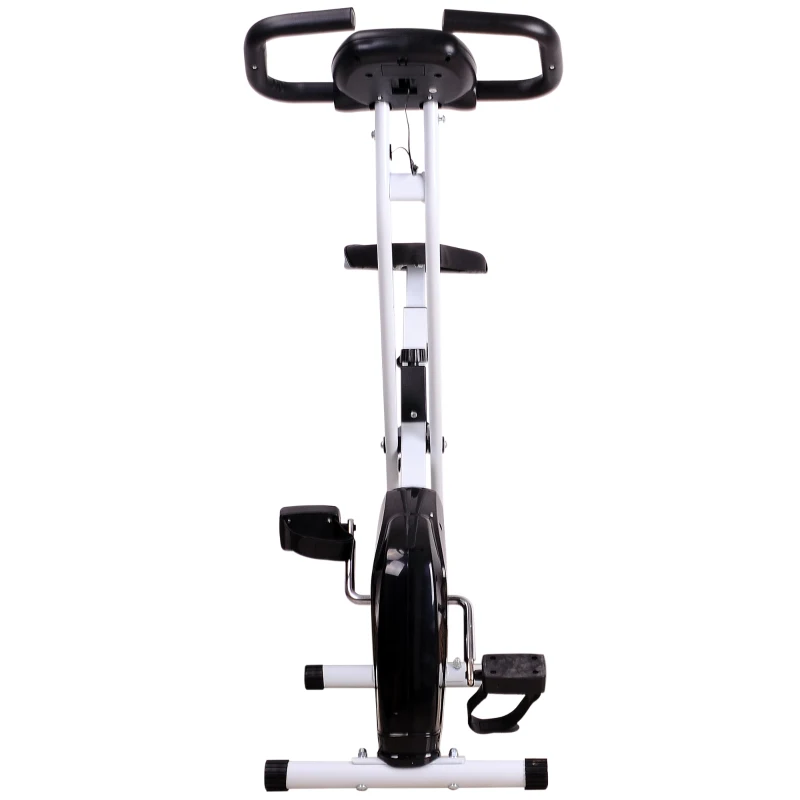 HOMCOM Bicicleta Estática Plegable Bicicleta de Ciclismo Vertical con Resistencia de  8 Niveles Pantalla LCD Asiento Ajustable Soporta hasta 110 kg 83x43x110 cm Negro
