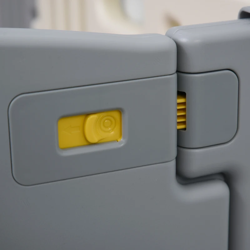 HOMCOM Parque Infantil Bebé Plegable Centro de Actividades de Seguridad Interior y Exterior con 8 Paneles Puerta para Niños de +6 Meses 156x156x63 cm Blanco y Gris