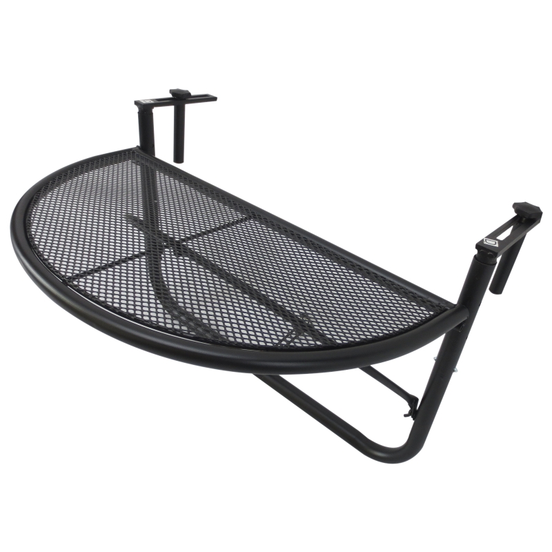 Outsunny® Mesa Colgante de Balcón Semicircular Ajustable en Altura Simple y Conveniente para Barandilla de Balcón Terraza Patio 60x45x50cm