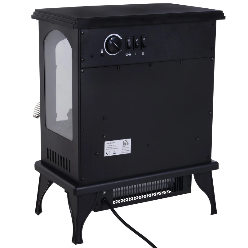 HOMCOM Chimenea Eléctrica de Pie Movible y Decorativo Calefactor Estufa 975/1950W Llama LED con Termostato 41x25.4x52cm