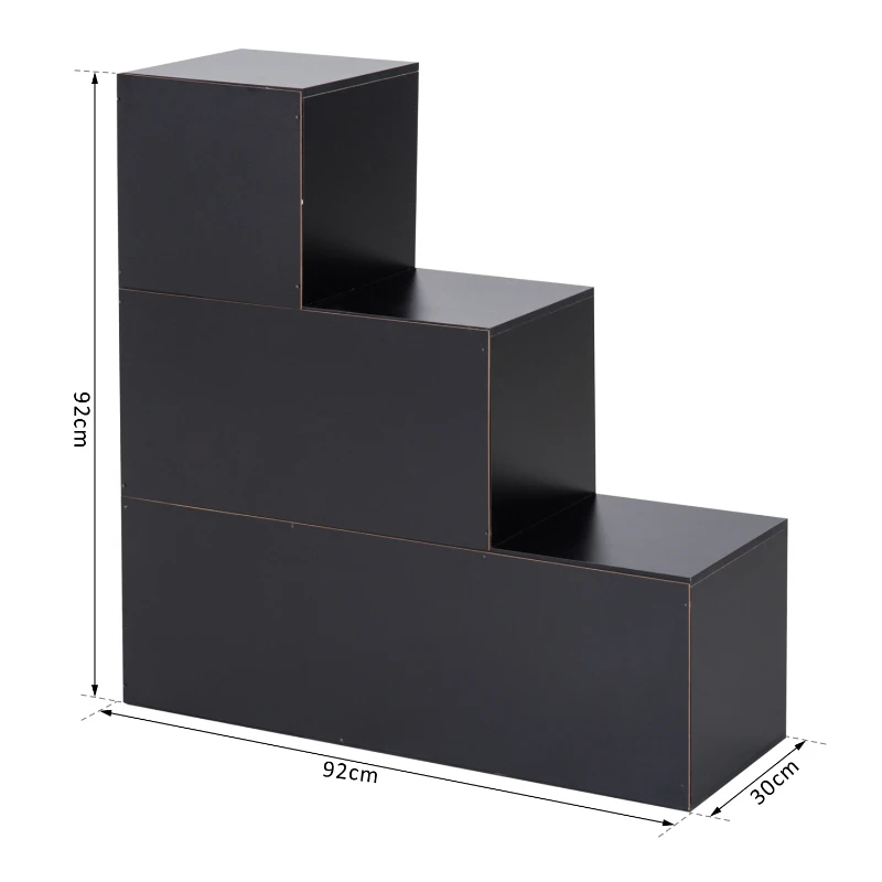 HomCom® Estantería Escalera Armario de Almacenamiento 6 Cubos Madera Negro 91.5x29.5x91.5cm