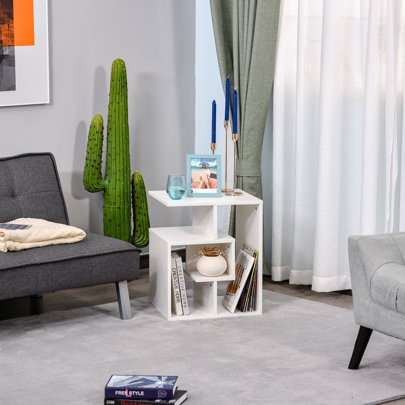 HomCom® Mesilla de Centro Mesita de Noche Mesa de Café Té Mesitas Auxiliares para Salón Dormitorio Librería Blanco