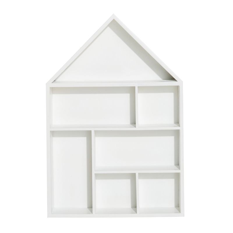 HOMCOM Estantería Colgante de Pared Redonda Casita Corazón de Madera Mueble Decorativo y Original 35.5x6.5x35.5cm (Casita, Blanco)