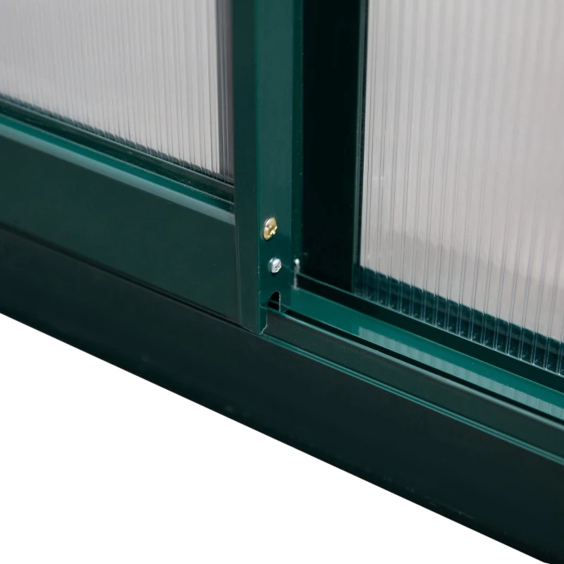 Outsunny Invernadero de Jardín de Aluminio y Policarbonato con Techo Ajustable Resistente a los Rayos UV para Huerto Jardinería 192x125x221 cm Transparente y Verde