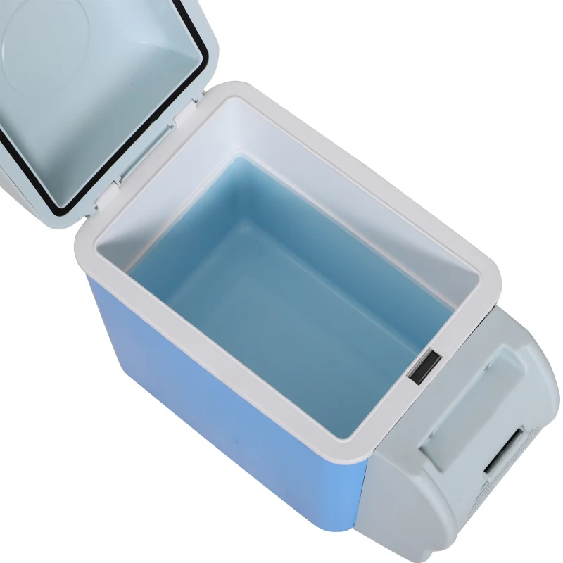 HOMCOM Nevera Termoeléctrica Portátil 7.5L de Coche Mini Nevera Eléctrica con 2 Funciones para Enfriar para Interior y Exterior Azul y Gris