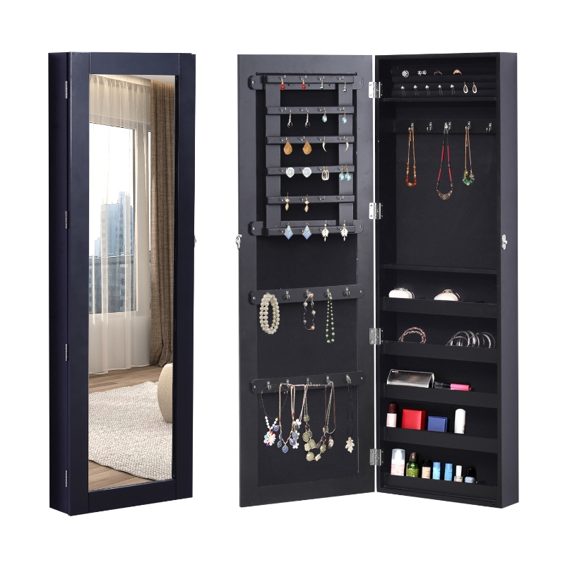 HomCom® Espejo Joyero de Pared Armario para Joyas con Cerradura