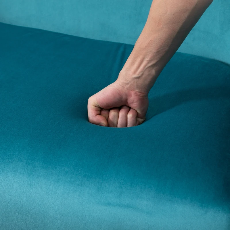 HOMCOM Sofá de 2 Plazas Sofá Doble Moderno con Patas Metálicas Asiento Acolchado Apoyabrazos y Respaldo Curvos para Salón Dormitorio 124x73x76 cm Turquesa Oscuro