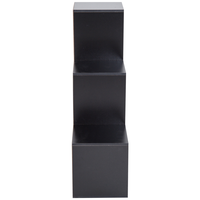 HomCom® Estantería Escalera Armario de Almacenamiento 6 Cubos Madera Negro 91.5x29.5x91.5cm