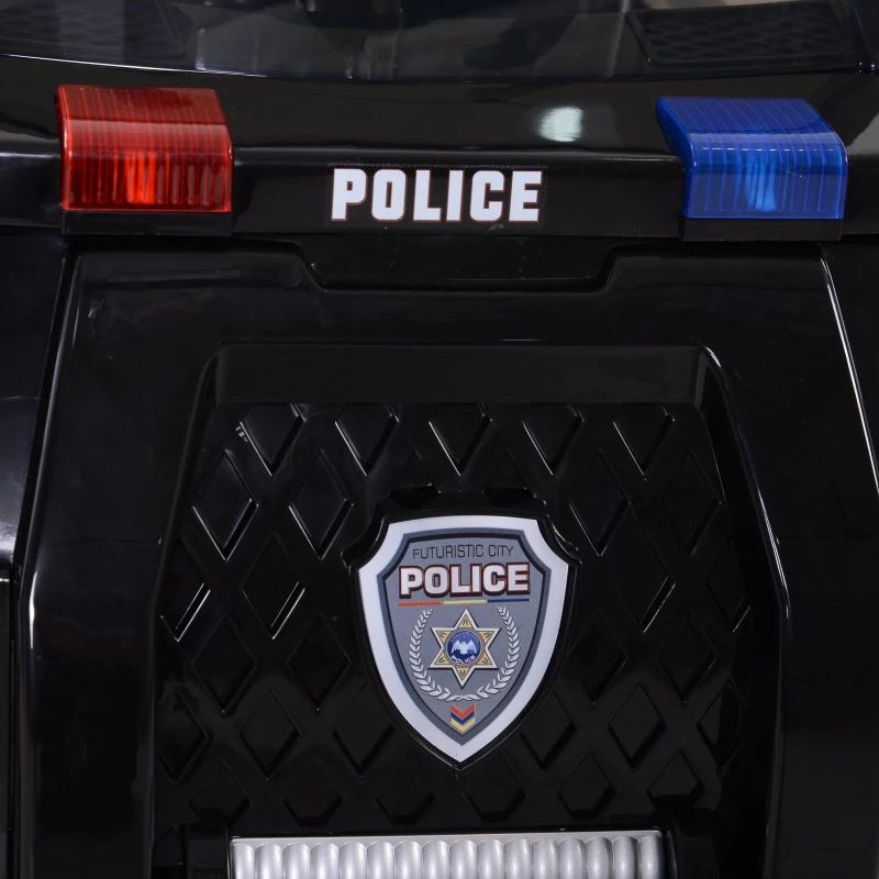 HOMCOM Coche de Policía Eléctrico para Niño con Mando a Distancia Vehículo de Policía con Música y Luces Doble Apertura de Puerta Batería 6V Carga 30kg 106.5x66x52.6cm 3 Años+