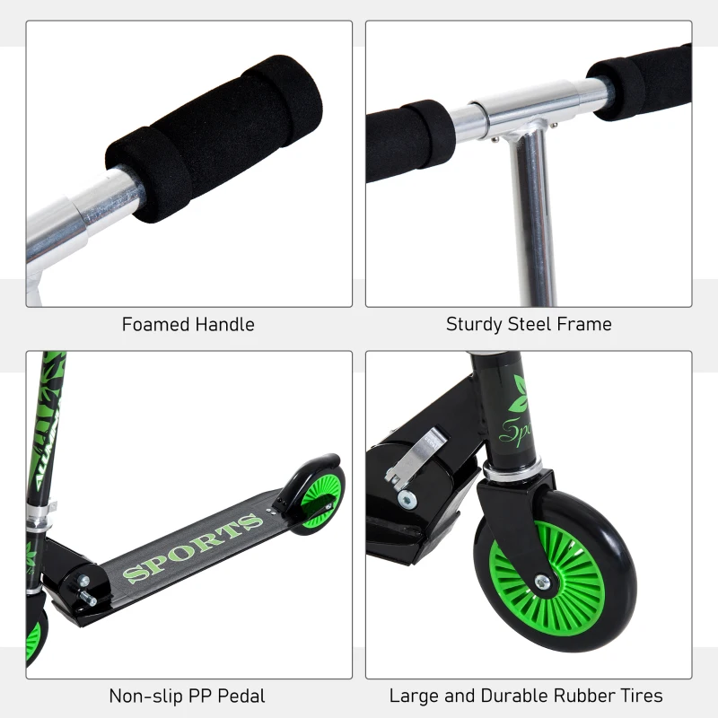 HOMCOM Adjustable Aluminium Kids Scooter-Green