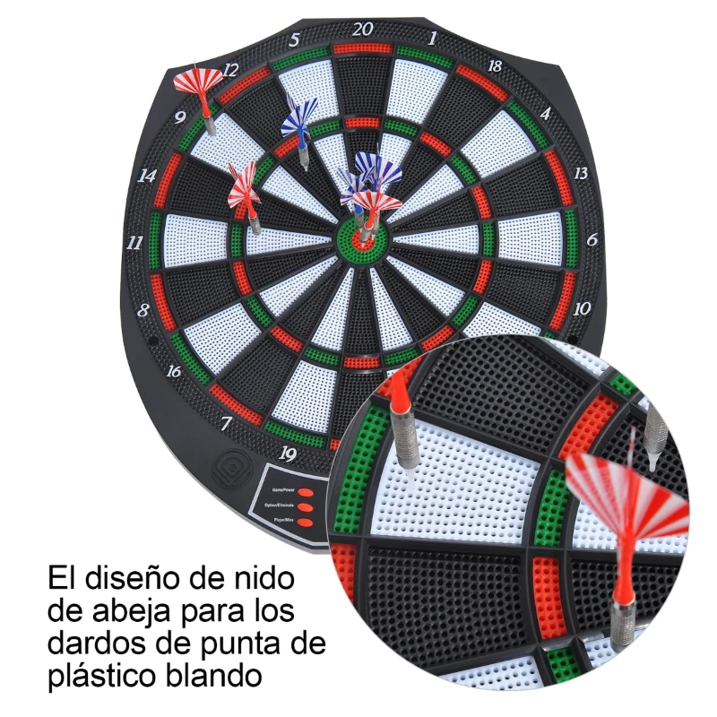 HOMCOM Diana electrónica digital 18 juegos y 159 variantes + 6 dardos de punta plastica